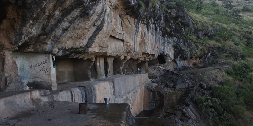 Beautiful image of the scenic caves and the historic site of temple in Maharashtra