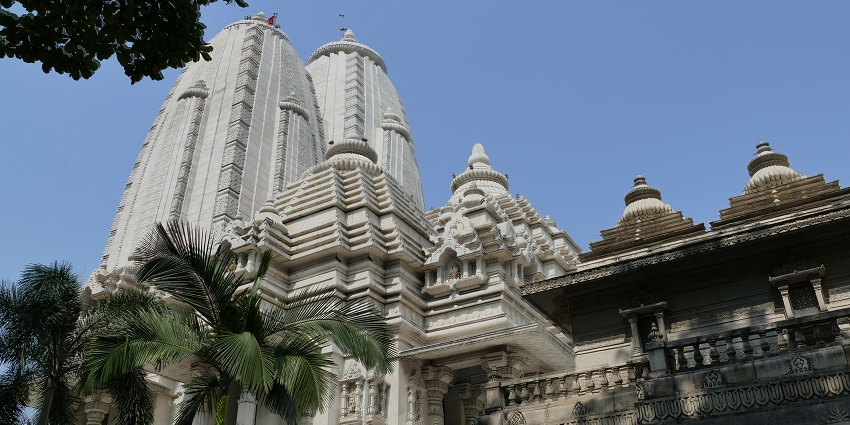 Entire temple made out of white marble at Birla Mandir in Kolkata, West Bengal.