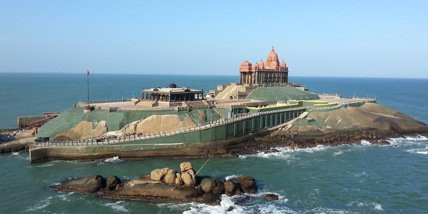 Vivekananda Rock Memorial, the best place in Kanyakumari, showcases its unique architecture.