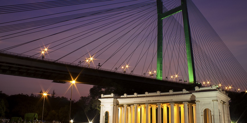 A beautiful view of the Princep Ghat, a beautiful structure that is famous for its Gothic inlays.