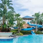 An image of Water Park showcasing thrilling water slides and a lively wave pool.