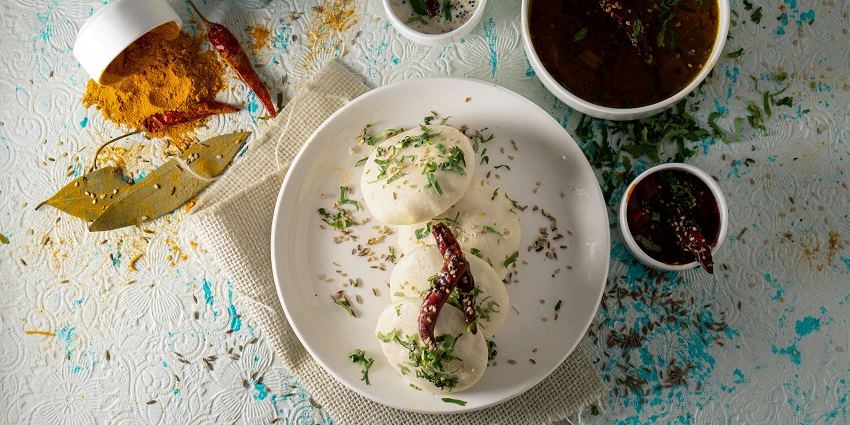Idli sambar, a staple South Indian food available near the Sanctuary for visitors to eat.