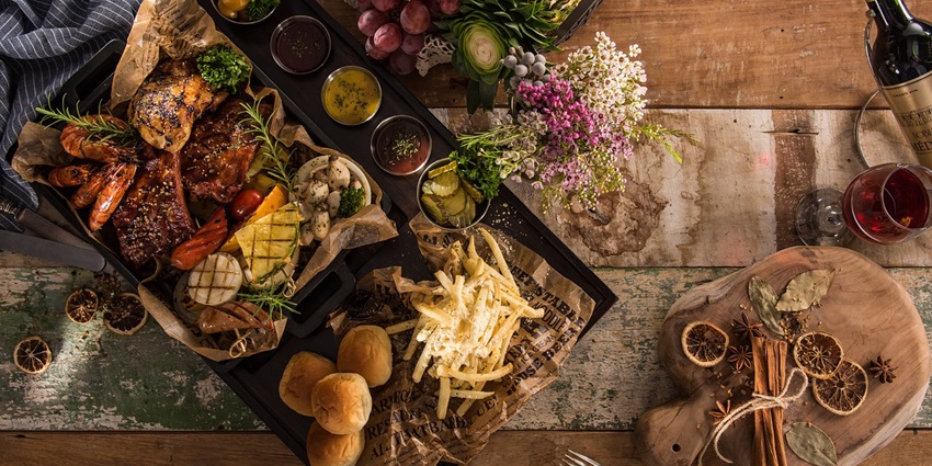 A view of a delicious platter of assorted food starters arranged beautifully for sharing