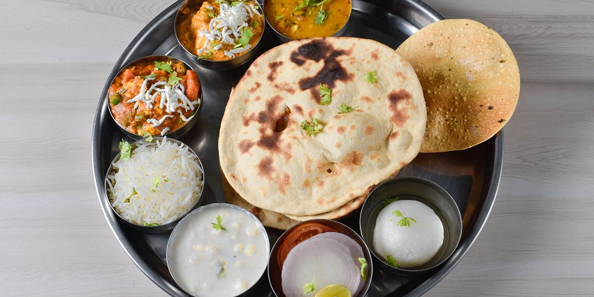 A thali served at a restaurants nearby offering the authentic flavours
