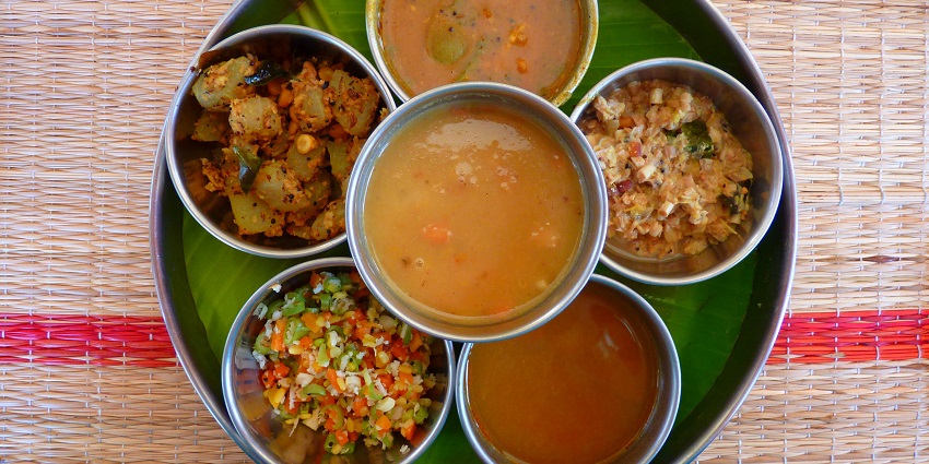 A view of Fresh Indian dish served in a bowl, showcasing a colourful restaurant meal.