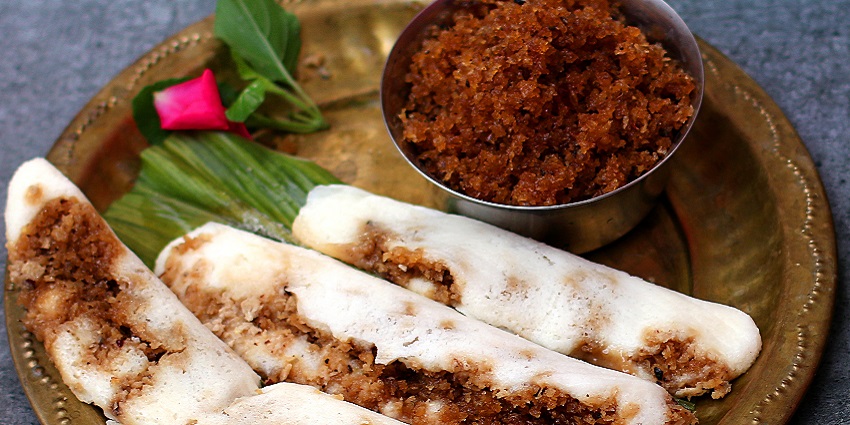 Traditional Enduri dish beautifully arranged on a banana leaf, showcasing vibrant colours