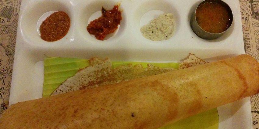 A plate of masala dosa, one of the local delicacy served at an eatery nearby