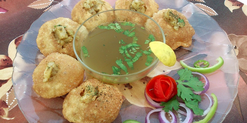 A plate of panipuri, a local favourite snack served at a eatery nearby