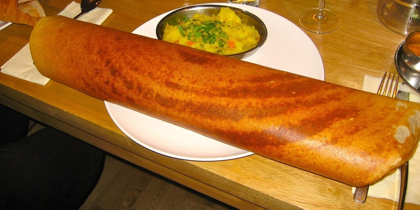 A plate of masala dosa, served at a restaurant near the museum