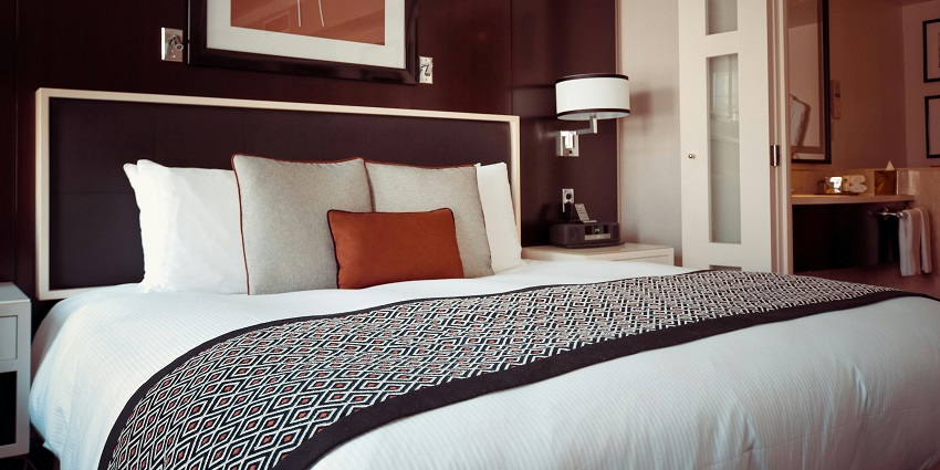 A hotel room near the temple offering a comfortable stay for tourists