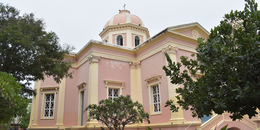 An image showing Our Lady of Angels Church in White Town, Pondicherry.