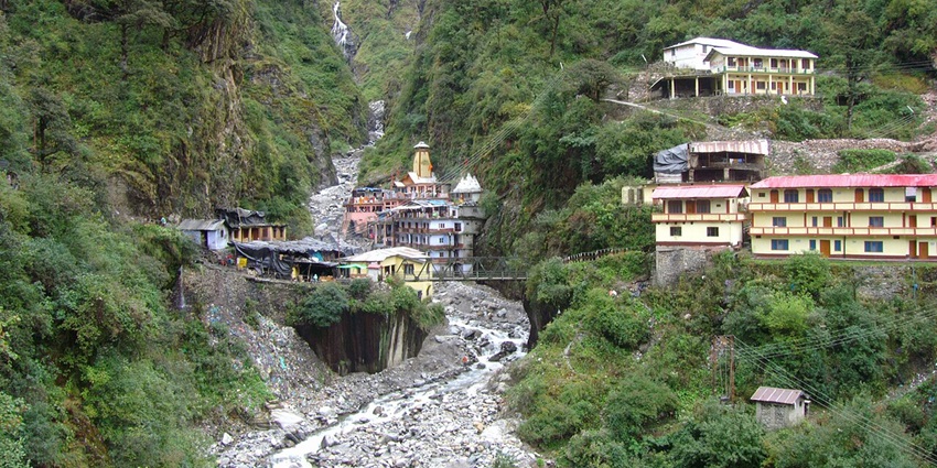 Yamunotri is the place of origination of the Yamuna River, known for its hot springs.