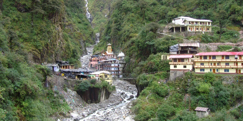 An image of Yamunotri which is a sacred site and starting point of the Yamuna River.