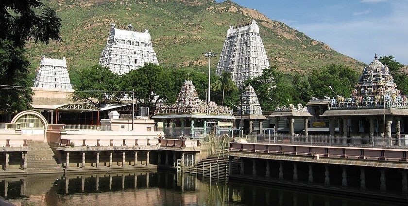 The picture of the architectural details on the Shri Kanaga Thurakki Amman Temple.