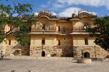 Concrete doors at Awagarh Fort, a beautiful architecture, situated in Uttar Pradesh.