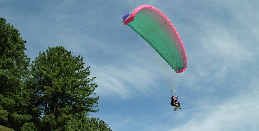 Paragliding in Rishikesh: Soaring above the sacred Ganges with breathtaking views.