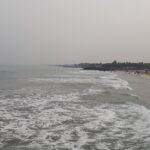 A panoramic view of the Chennai beach near one of the Buddha temples in Chennai.