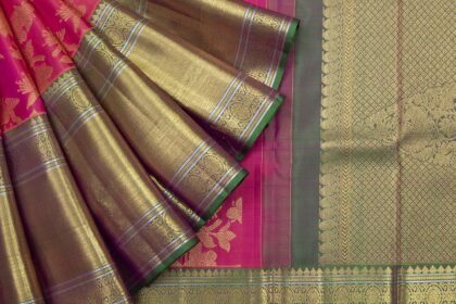 A banarasi saree at Tulsi silks, one of the best places for saree shopping in in Chennai