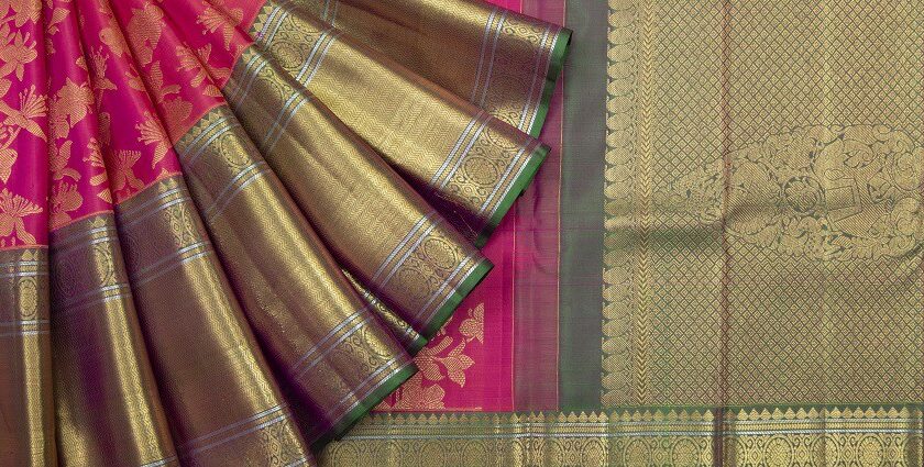 A banarasi saree at Tulsi silks, one of the best places for saree shopping in in Chennai