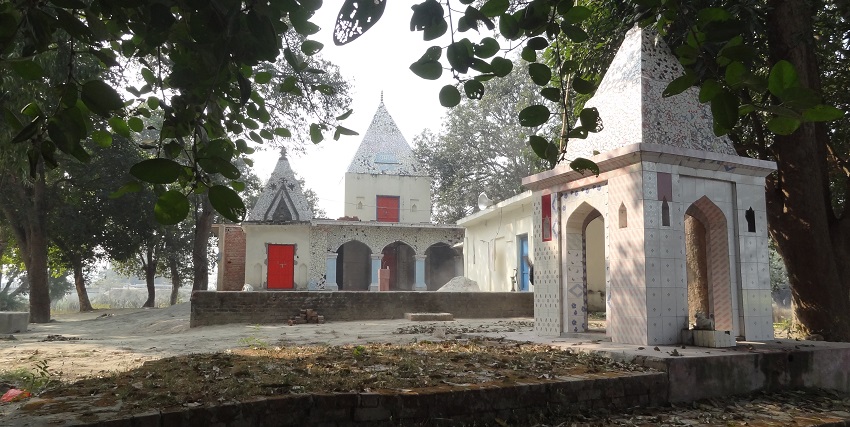 An image of the entrance of Sri Lalita Devi Temple with intricate carvings.