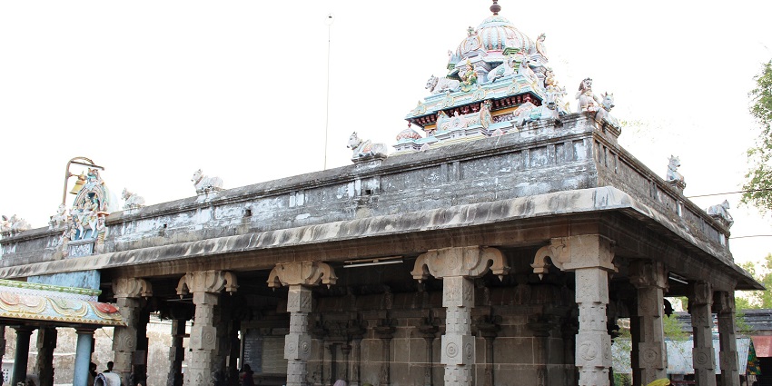Panoramic image of the beautiful ancient South Indian temple in Tamil Nadu