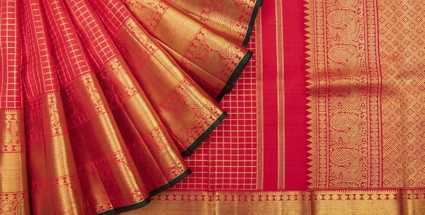 A saree at Silk Khazana, one of the best places for saree shopping in Varanasi