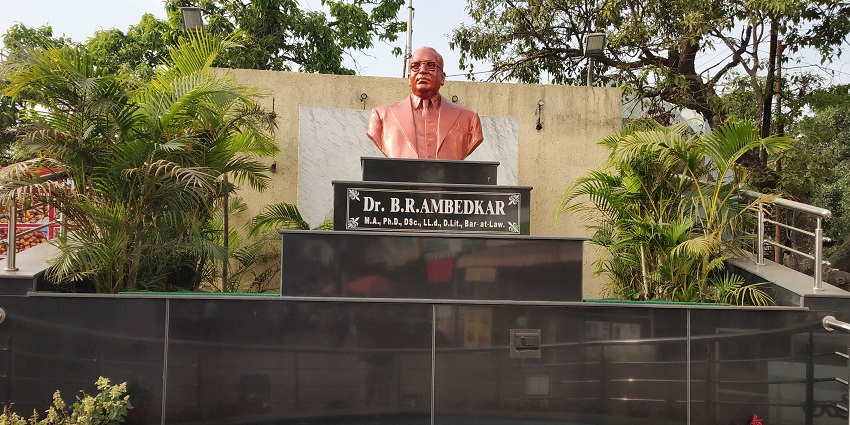 Image of a statue of BR Ambedkar, inisde the museum honoring his legacy