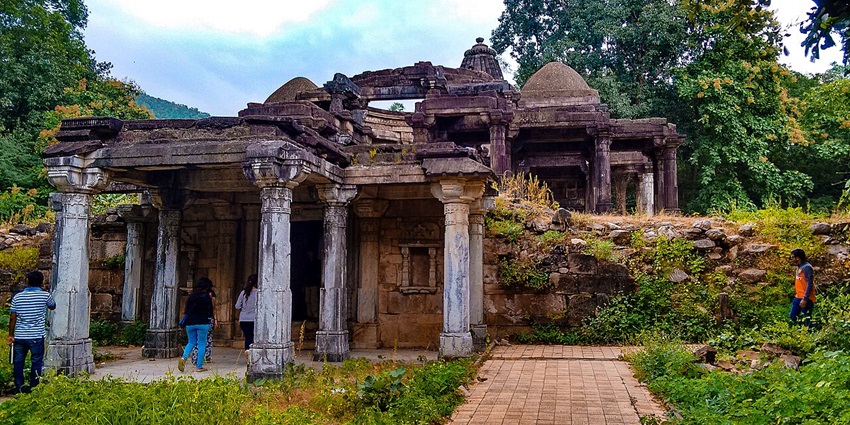 View of Tungareshwar Temple with unique architecture and backdrop.