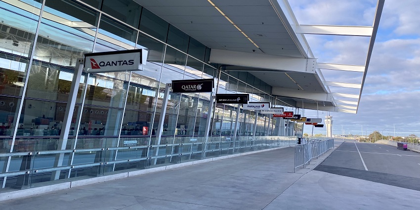 Entrance to the Adelaide Airport which is 6 kiilometres away from downtown Adelaide.
