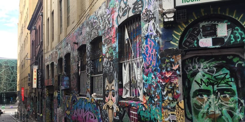 Vibrant street art and murals fill Hosier Lane, an artistic thing to do in Melbourne