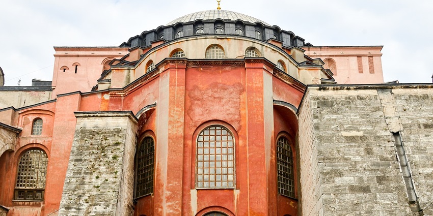 Stunning dome with intricate Byzantine mosaics and architectural beauty.