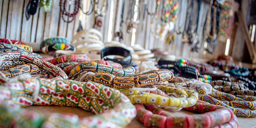 Display of beautiful beadworks in one of the famous art museums in Durban, South Africa.