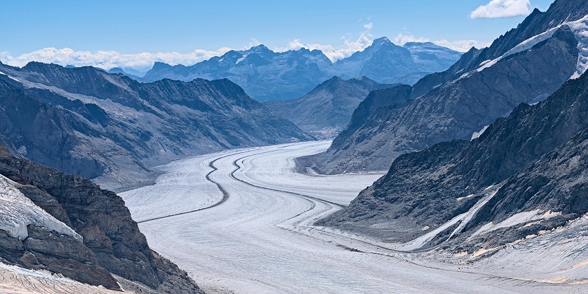 Witness Aletsch Glacier's majestic ice formations and glacial landscapes.