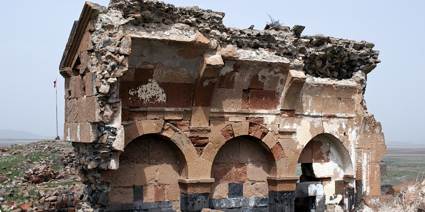 Medieval city ruins with historic churches and exquisite architecture
