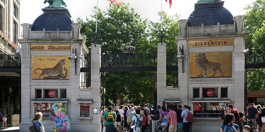 Majestic entrance of one of the oldest zoos in Belgium, Europe.