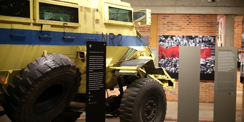 A view of Casspir in the Apartheid Museum, one of the places to visit in Johannesburg.
