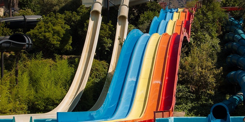 A picture of adventurous slides at Aqua Marina water park in Hooghly