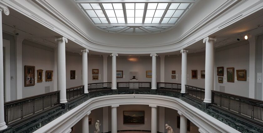 A European and American art exhibit inside the University of Michigan Museum of Art, showcasing art galleries in Michigan.