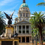 A glimpse of Durban City Hall with the War Memorial, KwaZulu-Natal province, South Africa.