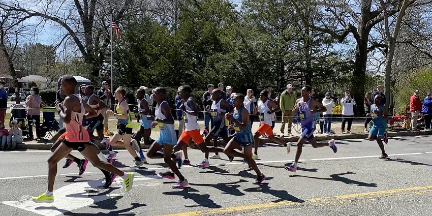 An image shows the route of the Boston Marathon with its starting and endpoints.