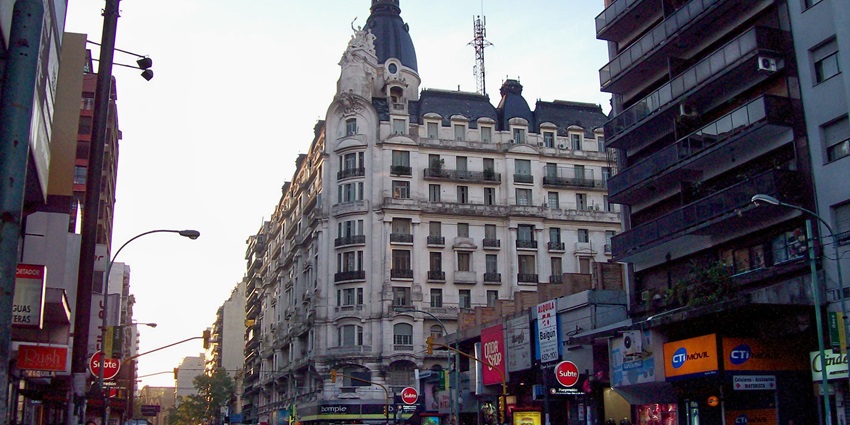 The beautiful street in the city of Avenida Corrientes