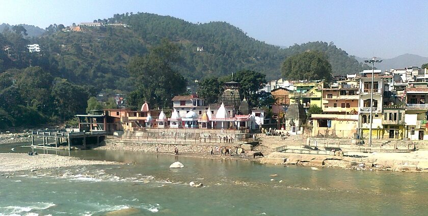 People seen dipping at the Bagnath Temple in Bageshwar, Uttarakhand