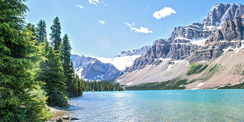 The image of Lake Agnes inside the Banff National Park in Alberta, Canada with Mount Whyte.