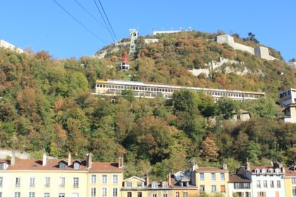 Picturesque view of Bastille Fort with panoramic views of Grenoble Alps duirng day time