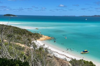 Panoramic view of the iconic beaches in Brisbane in the scenic landscapes of Australia