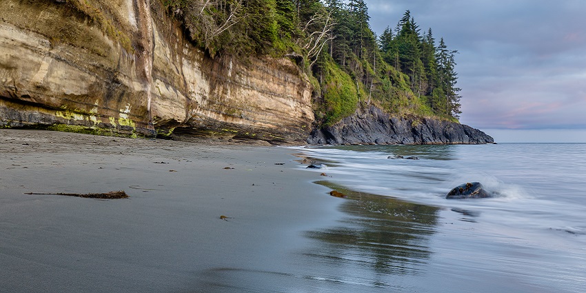 An image of sea sacks rising majestically from the ocean along the rugged coastline of Olympic Park.