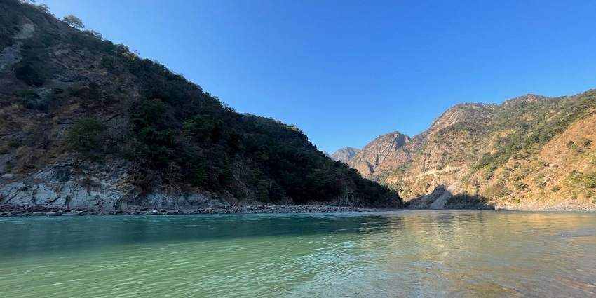 Scenic view of mountainous region around Bhootnath Temple in Uttarakhand