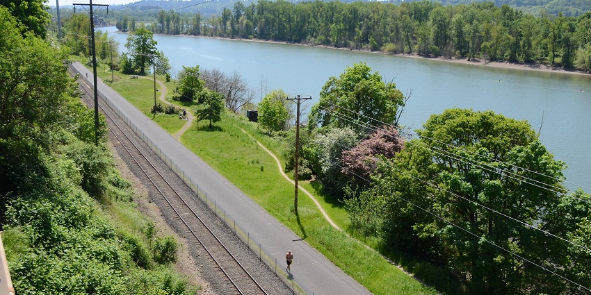 A view of the Springwater Corridor Trail, one of the things to do in Portland, Oregon in June.