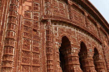 A scenic picture of one of the famous temples in Bishnupur Jor Bangla Temple.