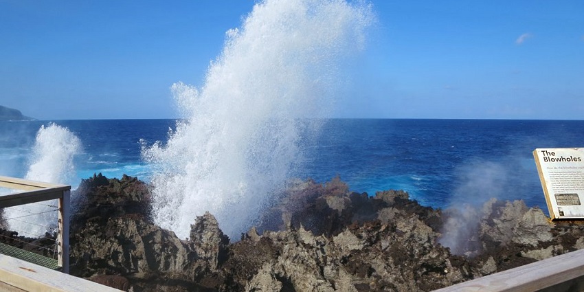 View the impressive sea waves on Blowholes in Christmas island national park